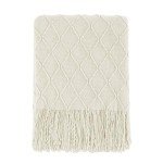 Beige Textured Knit Throw Blanket 50x60 Inches