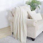 Beige Textured Knit Throw Blanket 50x60 Inches