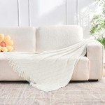 Soft Knitted Throw Blanket with Tassels - 50"x60