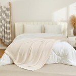 Buttery Ivory Reversible Throw Blanket 50x60 inches
