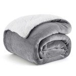 Cozy Grey Sherpa Fleece Throw Blanket, 50x60 Inches