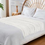 Soft Knitted Throw Blanket with Tassels - 50"x60