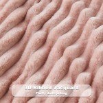 Pink Silky Fleece Ribbed Throw Blanket 50"x60