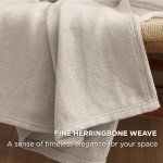 Bedsure Cotton Queen Blanket - Lightweight Herringbone Design
