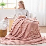 Pink Silky Fleece Ribbed Throw Blanket 50"x60