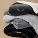 Cozy Grey Sherpa Fleece Throw Blanket, 50x60 Inches
