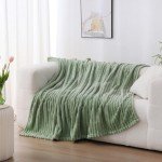 Sage Green Plush Fleece Throw Blanket 50”×60”