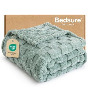 Sage Green Fleece Throw Blanket - 50x60 Inches