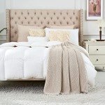 Beige Chunky Cable Knit Organic Cotton Throw Blanket