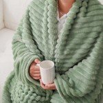 Sage Green Plush Fleece Throw Blanket 50”×60”