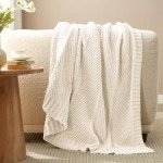 Soft Chevron Chenille Knit Throw Blanket – Ivory