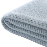 Light Blue Knitted Throw Blanket with Tassels