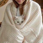 Soft Chevron Chenille Knit Throw Blanket – Ivory