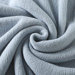 Light Blue Knitted Throw Blanket with Tassels