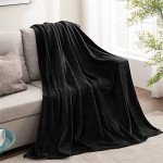 Luxury Black Fleece Throw Blanket for Couch & Bed