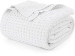 Utopia Bedding White Cotton Waffle King Blanket