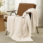 Soft Chevron Chenille Knit Throw Blanket – Ivory