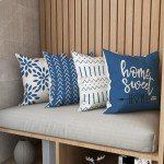 Light Blue Decorative Pillow Covers Set of 4