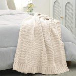 Soft Chevron Chenille Knit Throw Blanket – Ivory