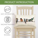 Teal Blue Hand-Painted Outdoor Bird Pillow Set