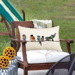 Teal Blue Hand-Painted Outdoor Bird Pillow Set