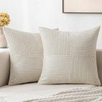 Beige Corduroy Pillow Covers - Set of 2