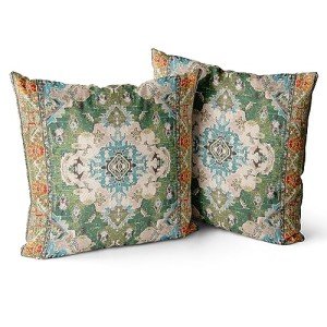 Boho Throw Pillow Covers Set of 2 - Green