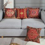Geometric Kilim Throw Pillow Covers - Set of 4
