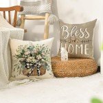 Farmhouse Eucalyptus Throw Pillow Covers - Set of 4