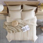 Monbix Queen 7-Piece Apricot Bedding Set