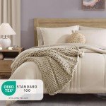 Monbix Queen 7-Piece Apricot Bedding Set