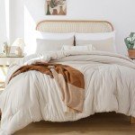 Beige Boho Queen Comforter Set with Pillowcases