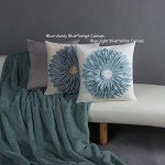 Blue 3D Sunflower Handmade Throw Pillow Covers