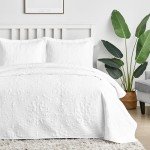 Hansleep White Queen Quilt Bed Set, 3 Pieces