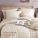 Monbix Queen 7-Piece Apricot Bedding Set