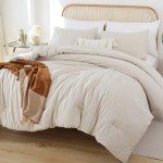 Beige Boho Queen Comforter Set with Pillowcases