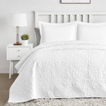 Hansleep White Queen Quilt Bed Set, 3 Pieces