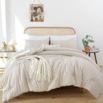 Beige Boho Queen Comforter Set with Pillowcases