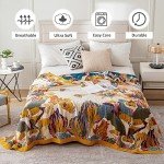 Boho Floral Cotton Throw Blanket for All Seasons