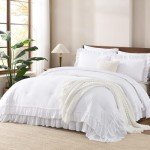 Fluffy White Queen Comforter Set with Ruffles