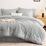 CozyLux 7-Piece Queen Bed Set - Light Grey