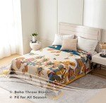 Boho Floral Cotton Throw Blanket for All Seasons