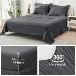 Seersucker Full Size 7-Piece Bedding Set - Dark Grey