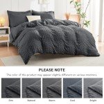 Seersucker Full Size 7-Piece Bedding Set - Dark Grey