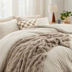 Queen Bed Set - 5-Piece Linen Beige Comforter