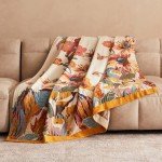 Boho Floral Cotton Throw Blanket for All Seasons
