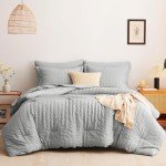 CozyLux 7-Piece Queen Bed Set - Light Grey