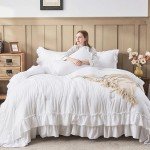 Fluffy White Queen Comforter Set with Ruffles