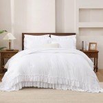 Fluffy White Queen Comforter Set with Ruffles