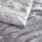 Grey Floral Queen Comforter Set - 3 Pieces